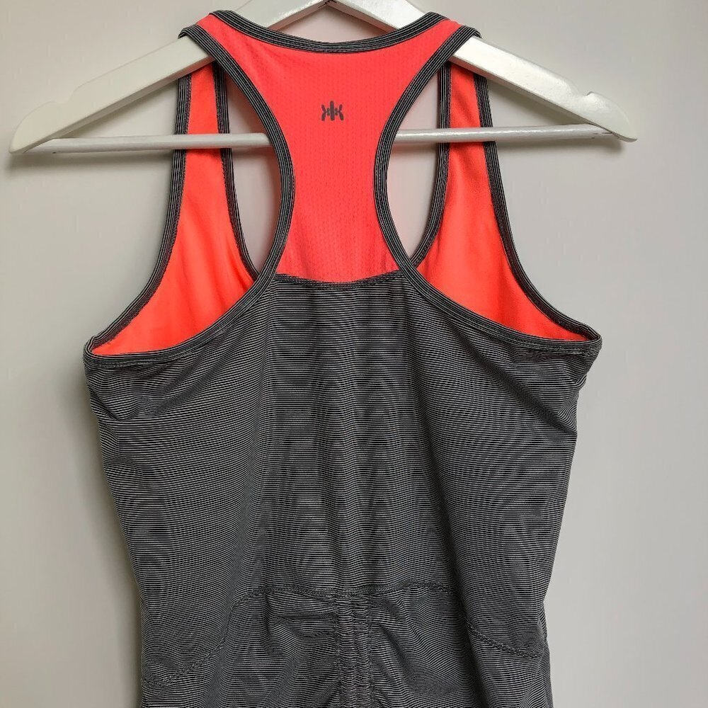 Kyodan Racer Back Striped Tank Top with Built In Bra Black/Wht/Orange Size M - Picture 7 of 12